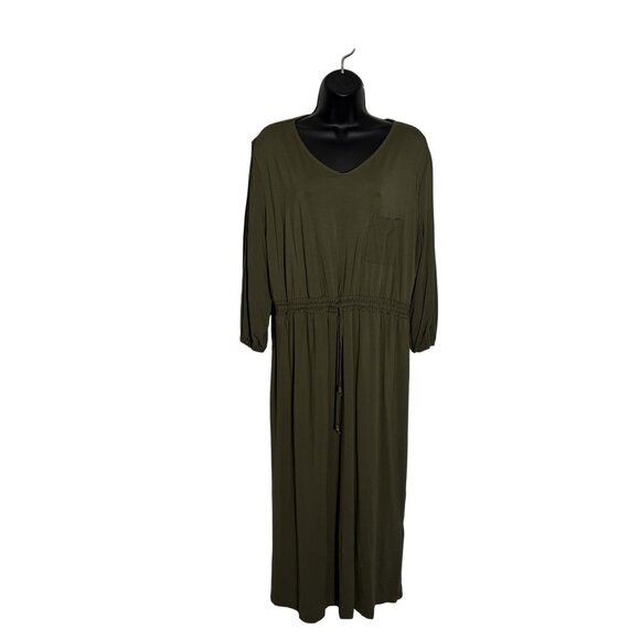 Inherit Clothing Company Dresses & Skirts - Inherit Olive Midi Knit Dress With Elastic Waistband, Long Sleeves Size XL